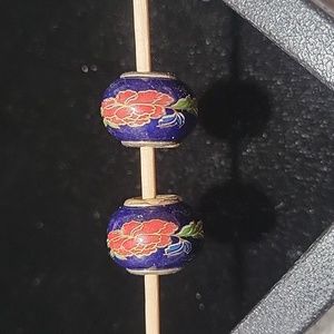 925 Glass beads/charms. Matching pair.